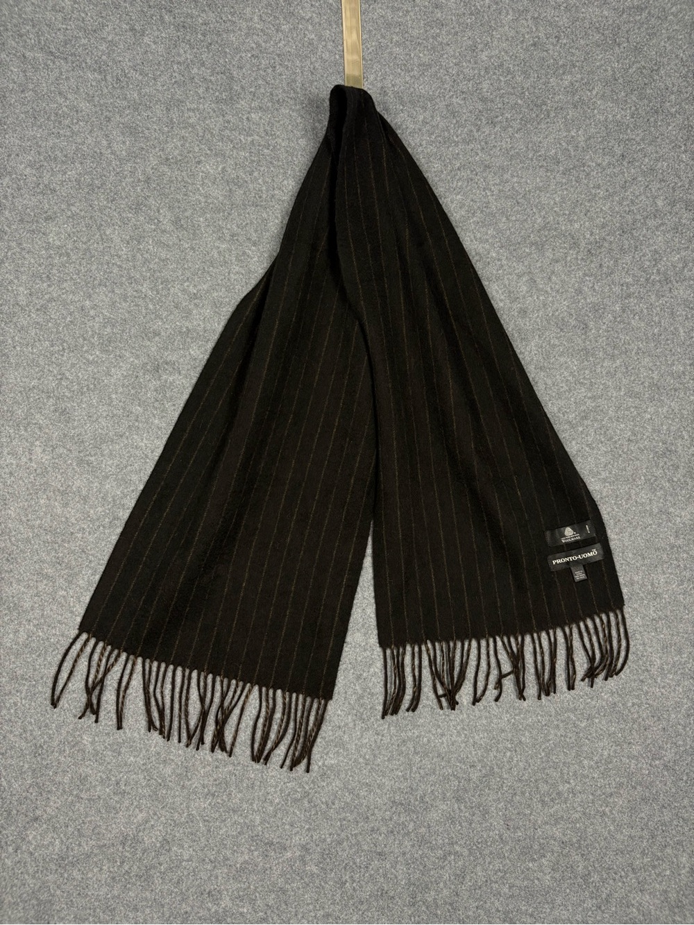 Pronto Uomo 100% Pure Wool Brown Pinstripe Scarf